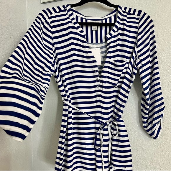 Motherhood Maternity Navy Blue Striped Blouse - Picture 4 of 11